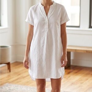 HWhite Linen Shirt Dress
